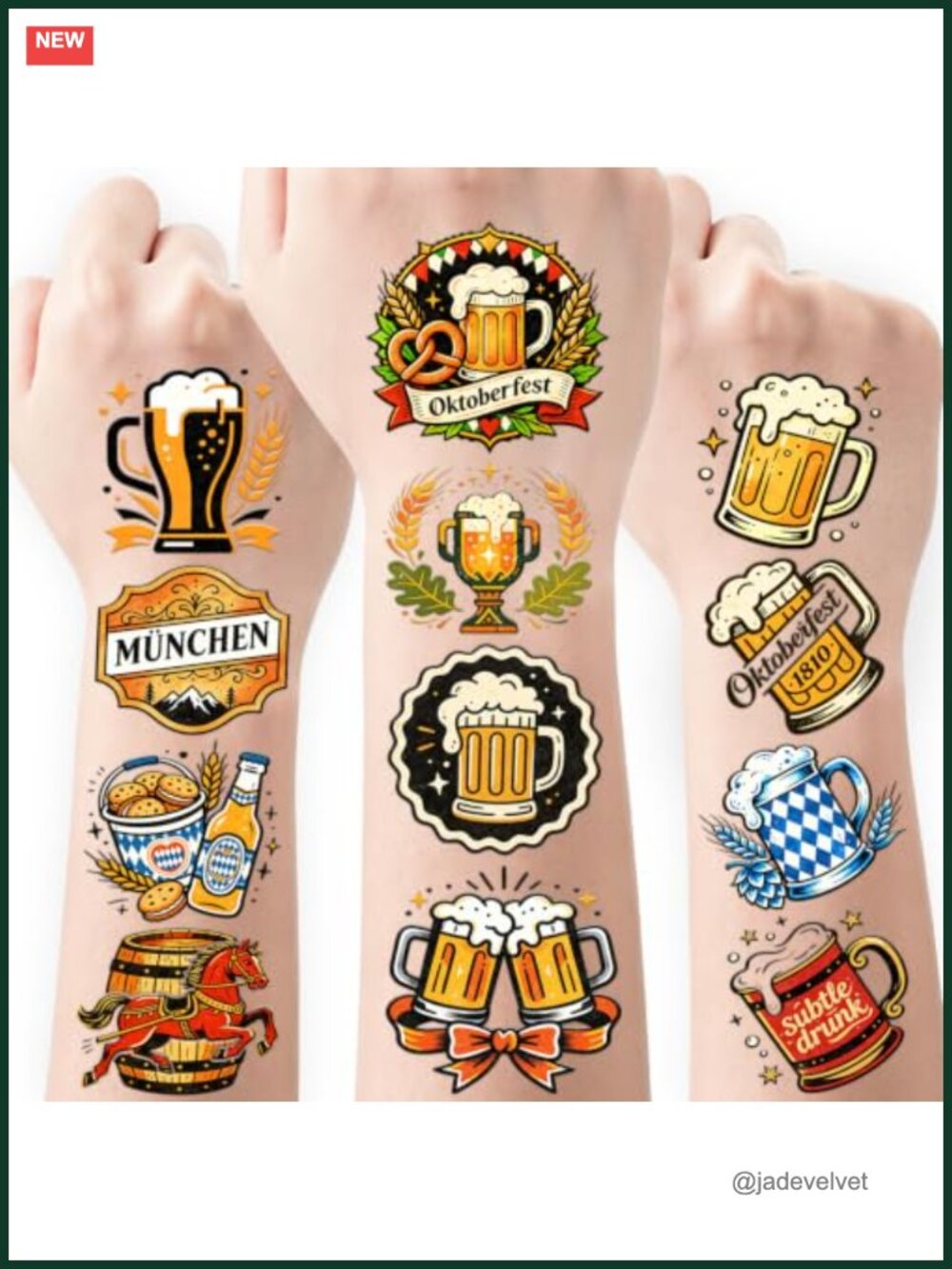 108 PCS Oktoberfest Beer Temporary Tattoos Body Art Party Favors